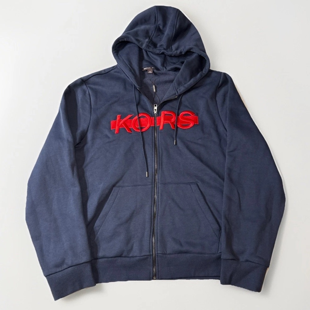Michael Kors Dark Blue Zip-Up with Red Logo